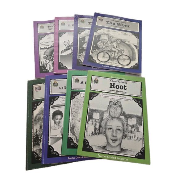 Literature Unit Teacher Created Materials Guide Book Lot Of 8 Homeschool Tutor - Picture 1 of 9